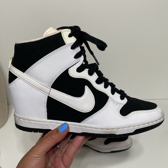 Nike 2014 Dunk Sky High Wedge Black and White Sneakers - Picture 1 of 17